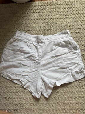 White Women's Casual Linen-Blend Shorts